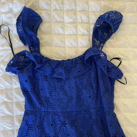 Lulus blue biscay crochet babydoll mini dress - Picture 5 of 11